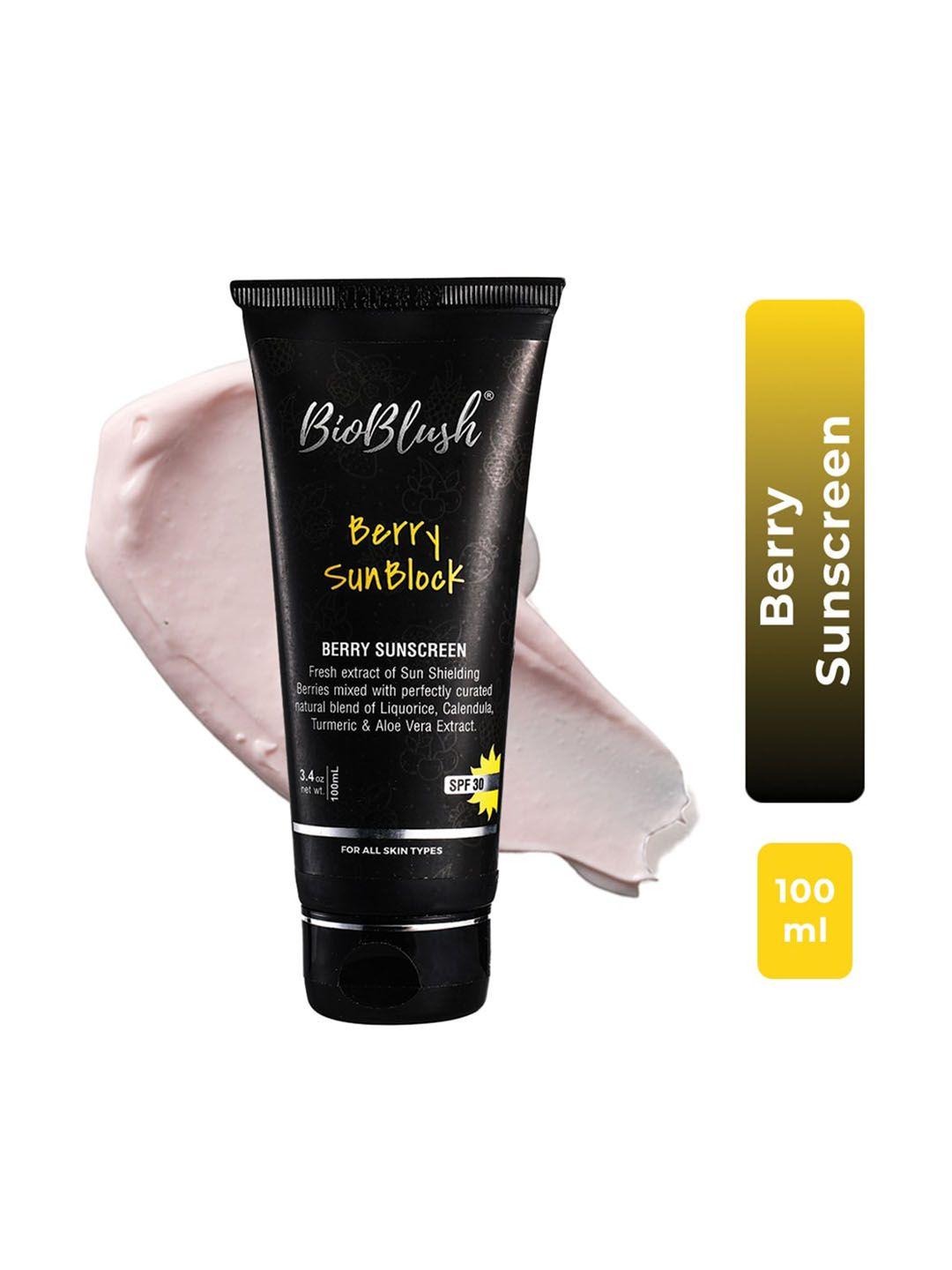 bioblush berry sunblock sunscreen with liquorice & turmeric - 100 ml
