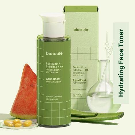 biocule aqua boost hydrating face toner, hyaluronic acid with pentavitin & citrulline, hydration & glow, face toner for all skin types