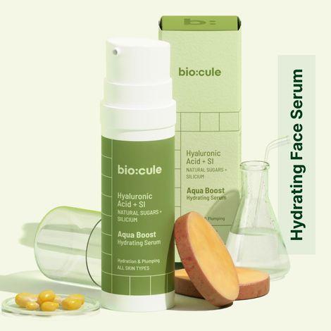 biocule aqua boost hydrating face serum, hyaluronic acid with pentavitin from natural sugars & silicium, for deep hydration & instant plumping, light water gel for all skin types