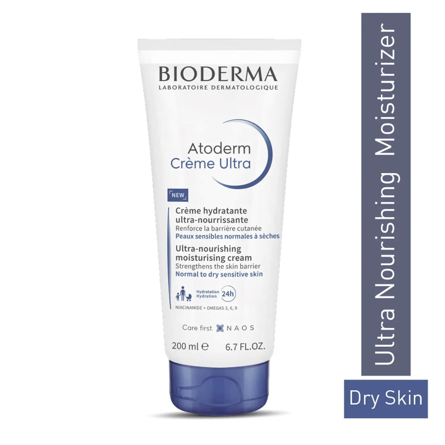 bioderma atoderm creme ultra daily hydrating moisturizer for normal to sensitive dry skin, 200ml