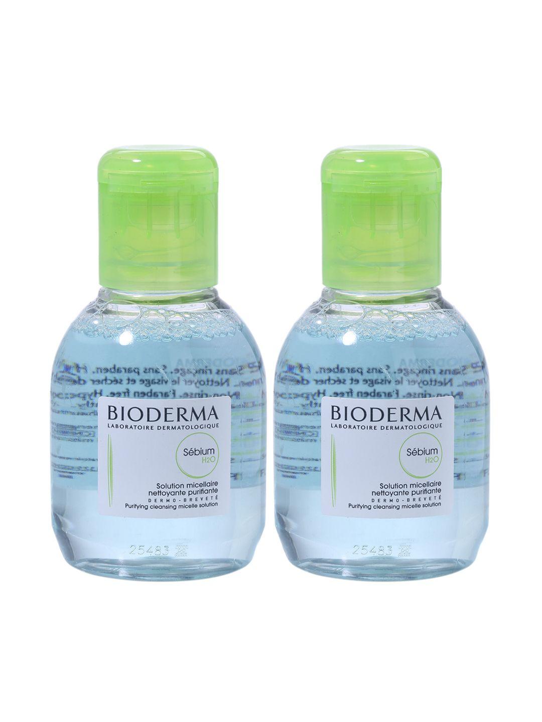 bioderma set of 2 sebium h2o purifying micellar cleansing water makeup remover 100 ml each