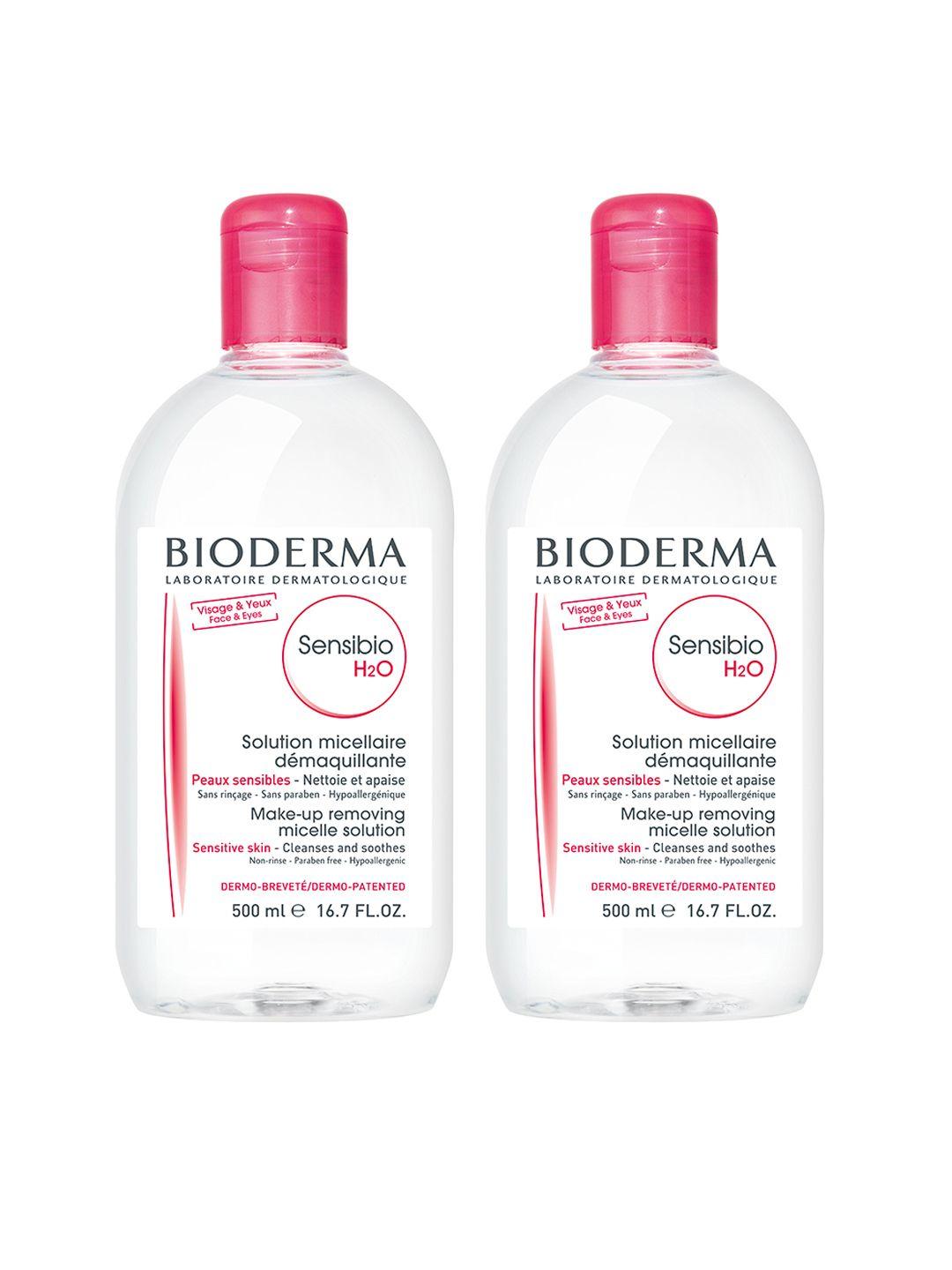bioderma set of 2 sensibio h2o makeup remover & cleanser - 500 ml each