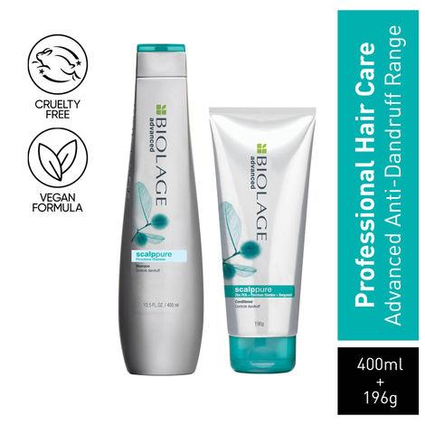 biolage scalppure shampoo + conditioner (400ml + 196g)|for dandruff control | for men & women