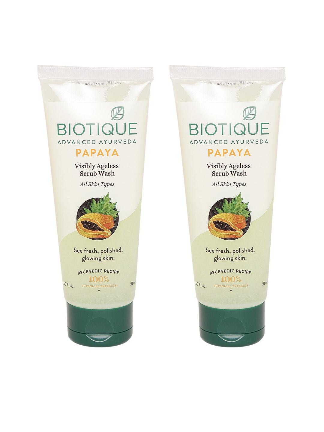 biotique advanced ayurveda unisex papaya exfoliating visibly ageless scrub wash 50 ml