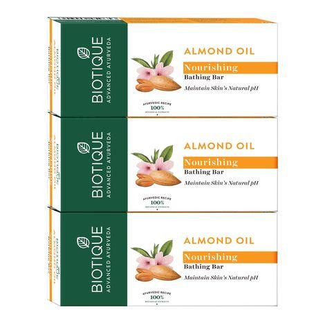 biotique almond oil nourishing bathing bar (150 g) pack of 3