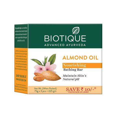 biotique almond oil nourishing bathing bar 75g x 3 combo