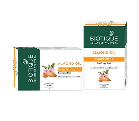 biotique almond oil nourishing bathing bar 75g
