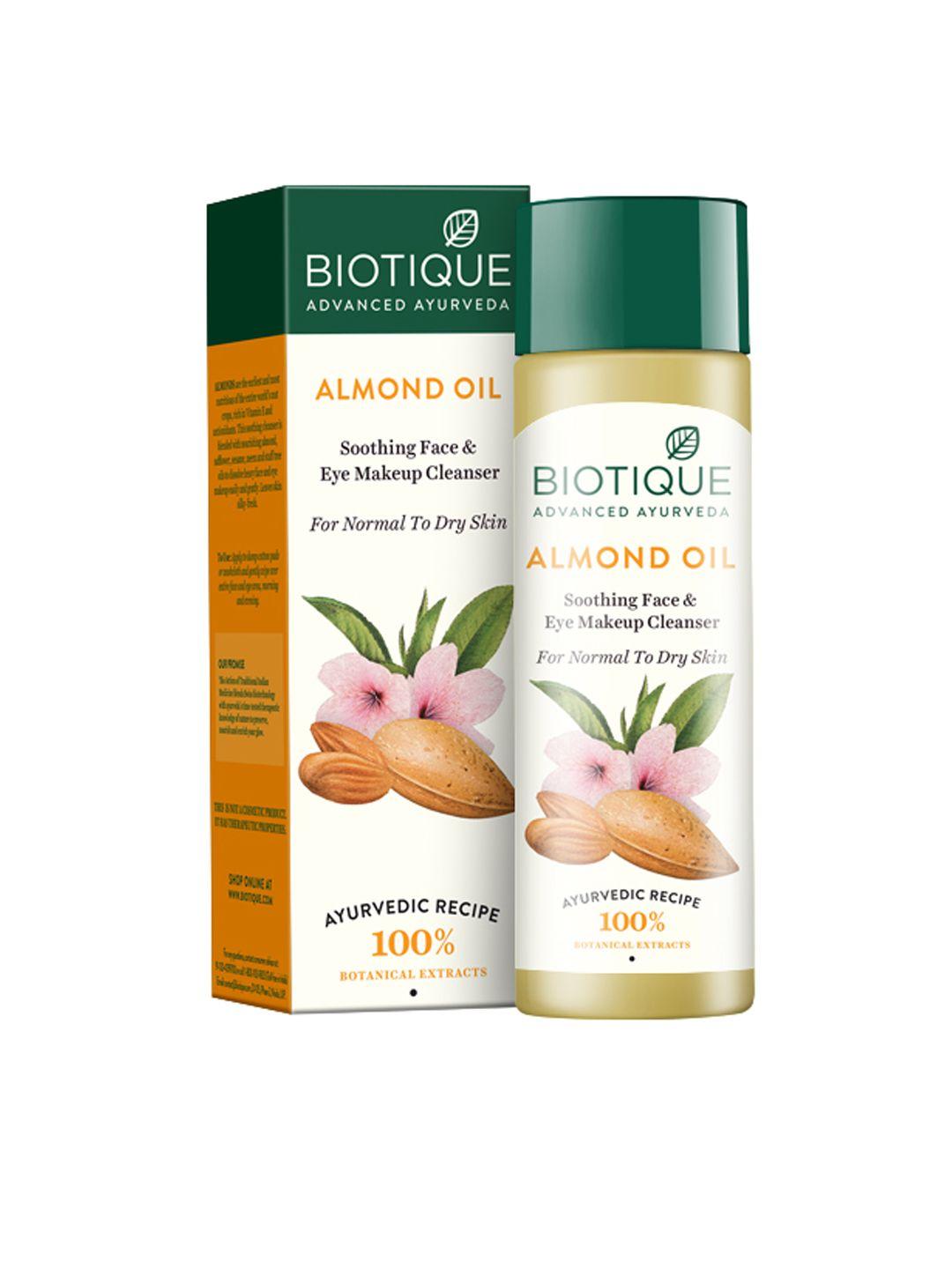 biotique bio almond oil soothing face & eye sustainable makeup cleanser 120 ml
