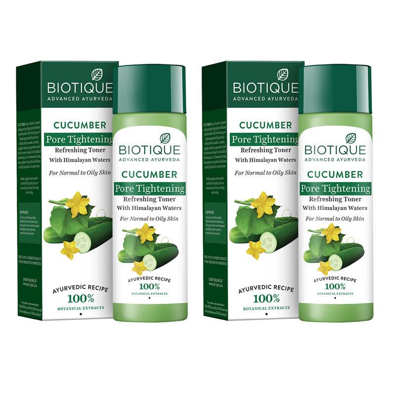 biotique bio cucumber pore tightening toner with himalayan waters (pack of 2)