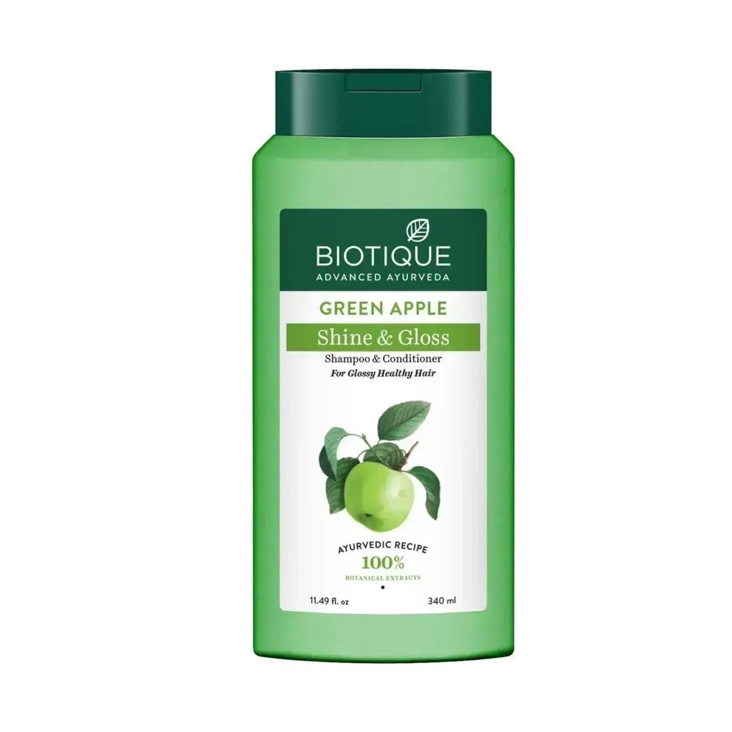 biotique bio green apple fresh daily purifying shampoo & conditioner - (340ml)