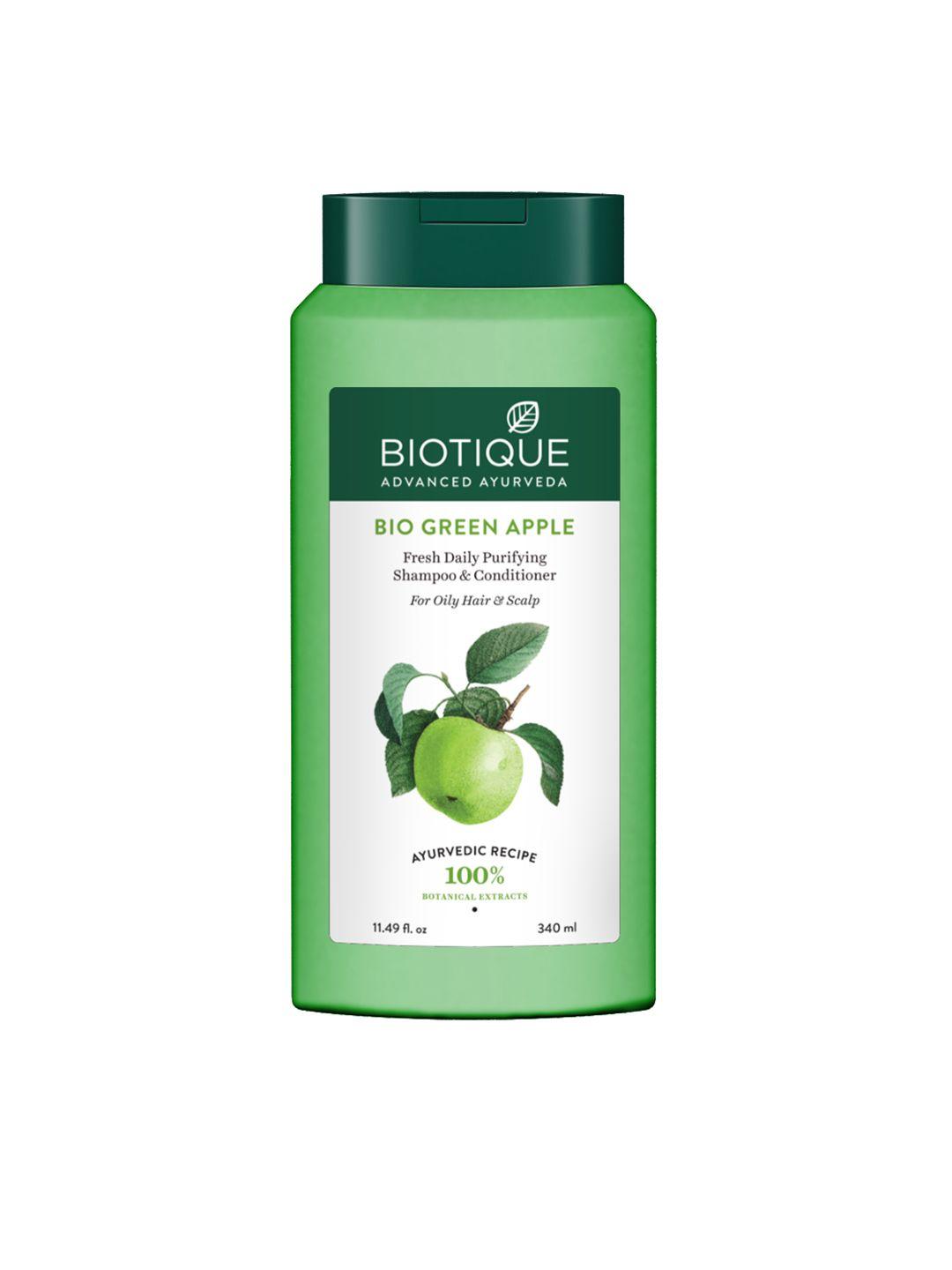 biotique bio green apple fresh daily purifying shampoo & conditioner for oily hair 340 ml
