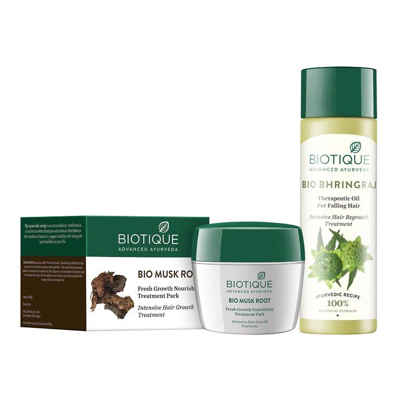 biotique bio hair nourishing treatment kit (hair pack & oil)