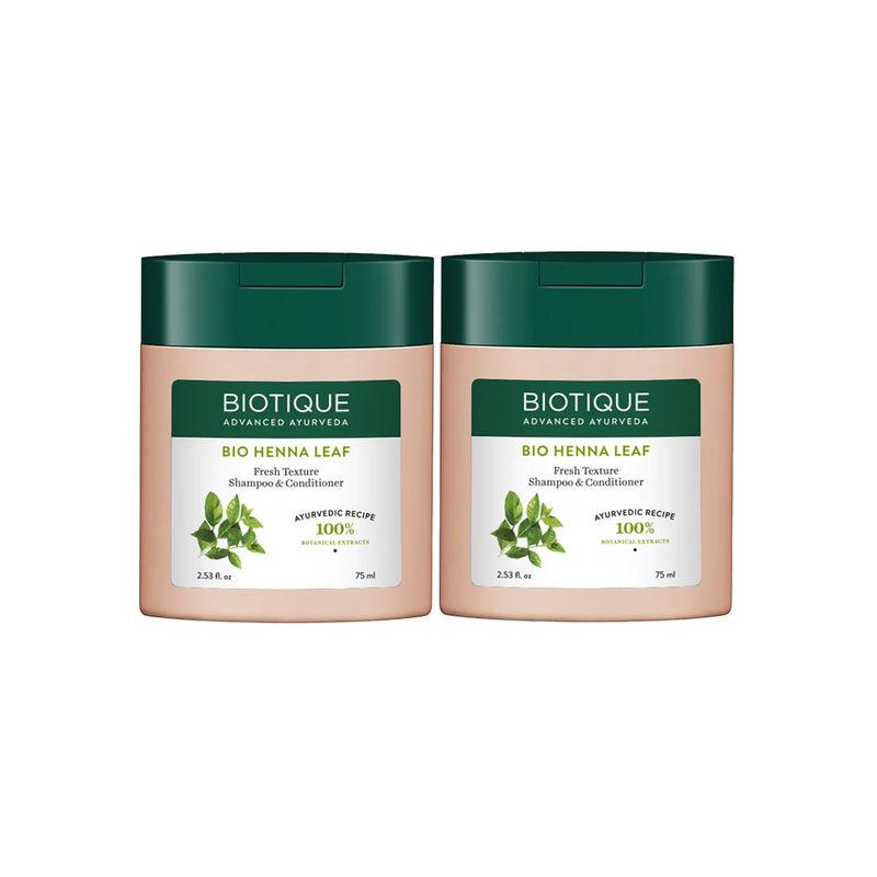 biotique bio henna leaf fresh texture shampoo & conditioner - pack of 2