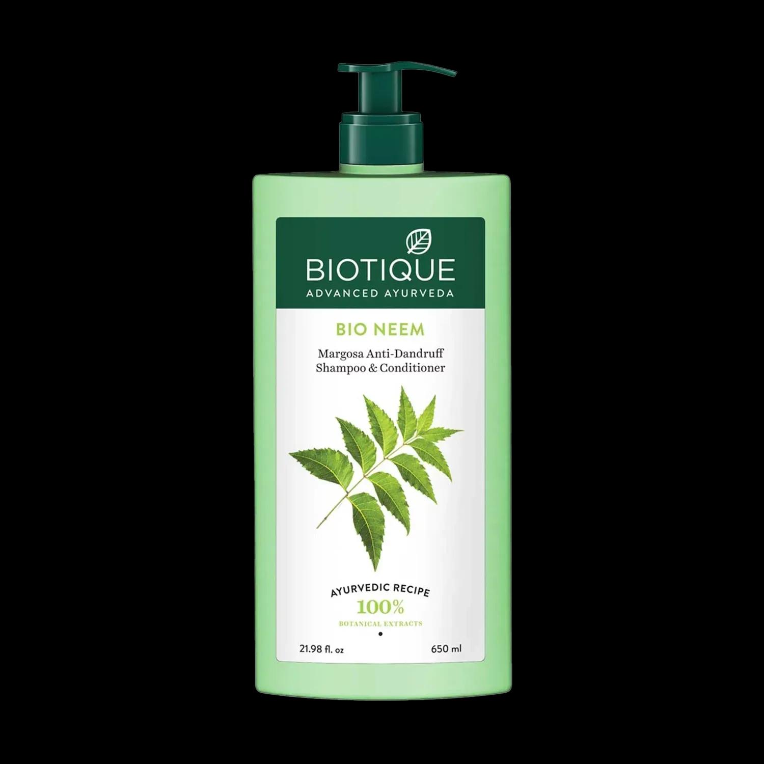 biotique bio neem margosa anti-dandruff shampoo & conditioner - (650ml)