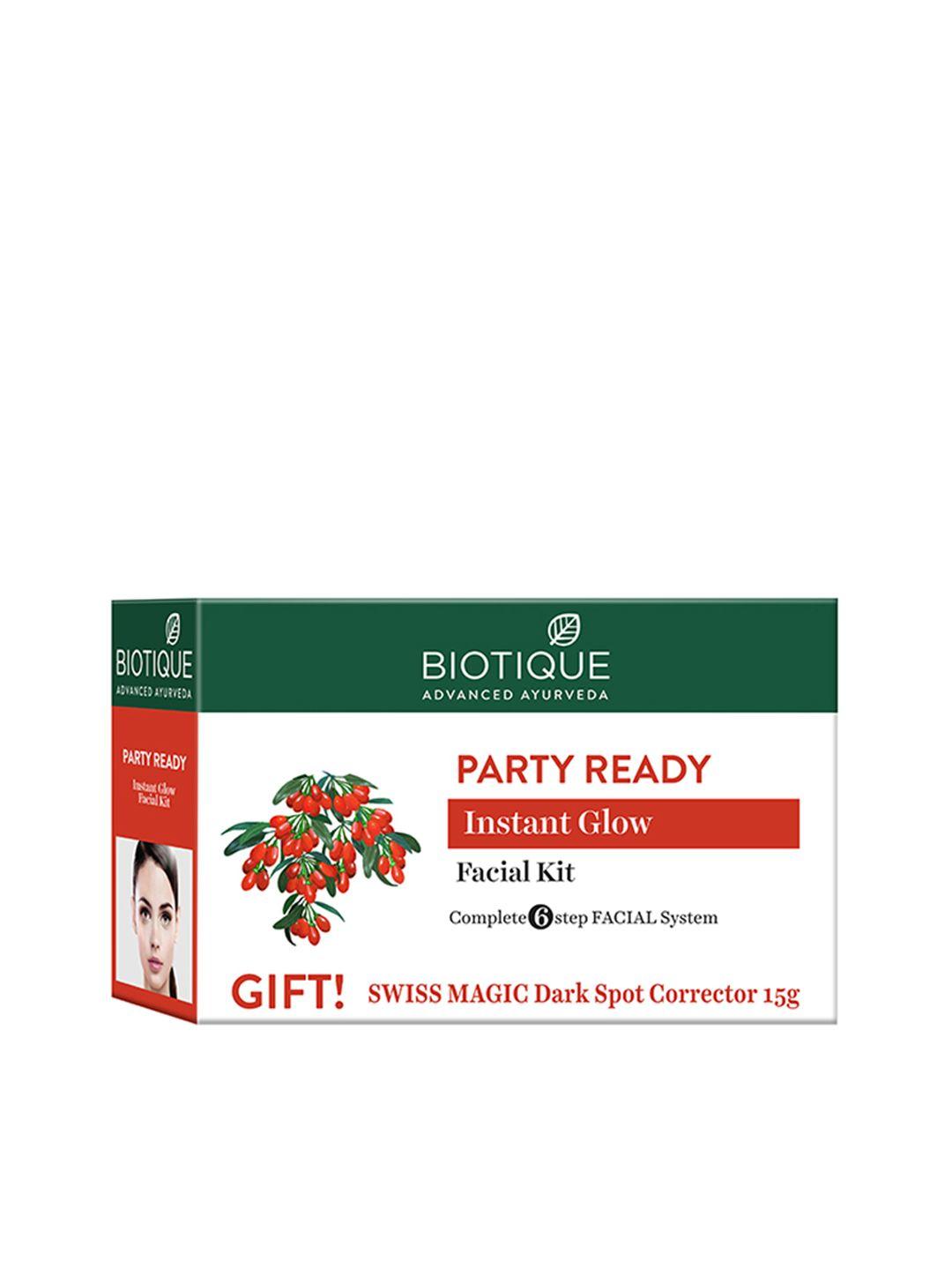 biotique bio party glow sustainable facial kit with swiss magic dark spot corrector