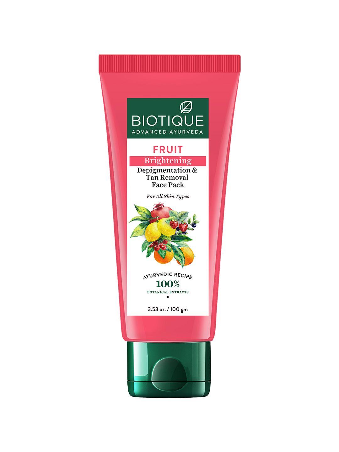 biotique fruit brightening depigmentation & tan removal face pack - 100g