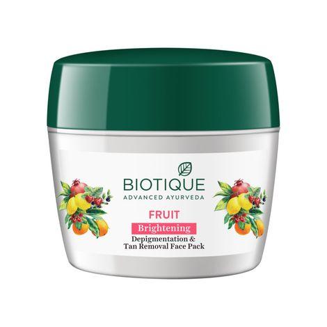 biotique fruit brightening depigmentation & tan removal face pack 235gm