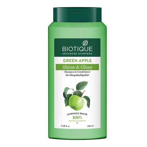 biotique green apple shine & gloss shampoo & conditioner (340 ml)