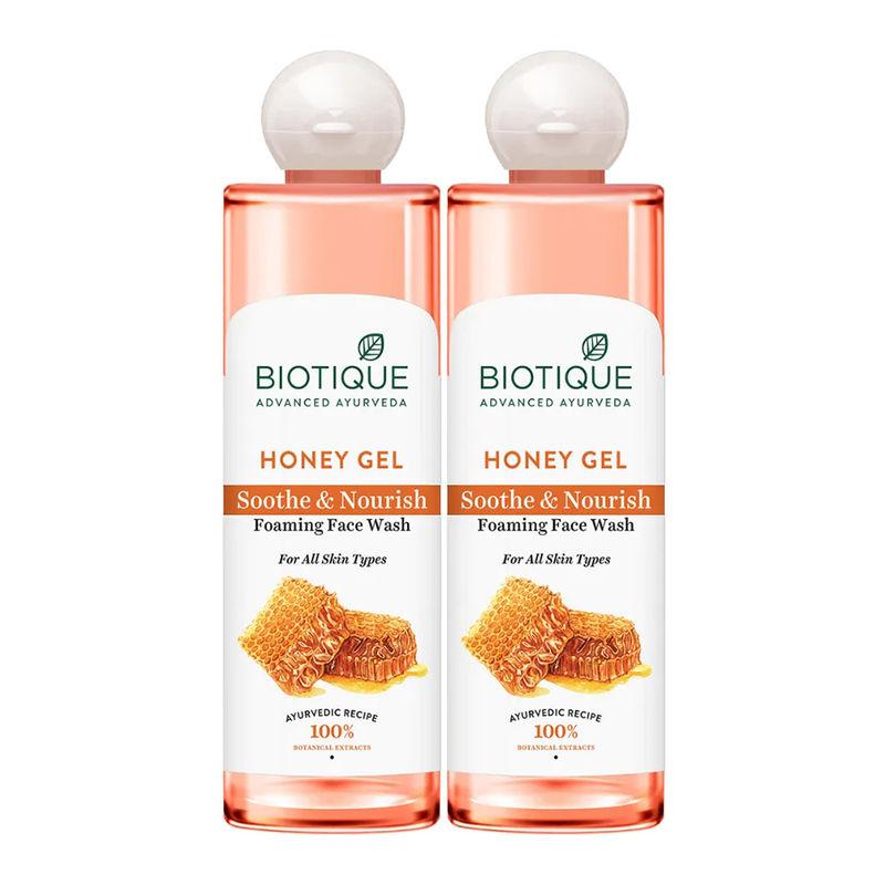 biotique honey gel refreshing foaming face wash (pack of 2)