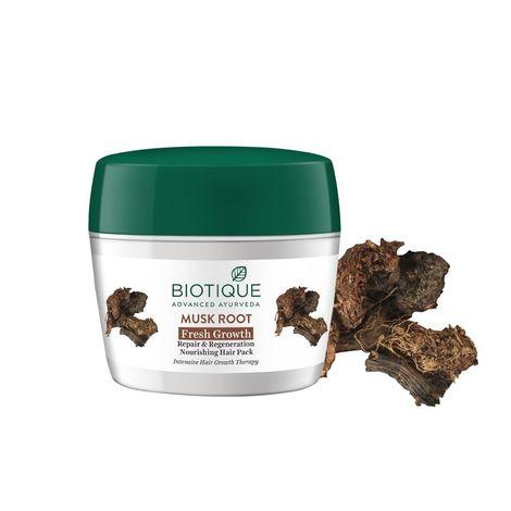 biotique musk root fresh growth repair & regeneration nourishing hair pack 230 gm