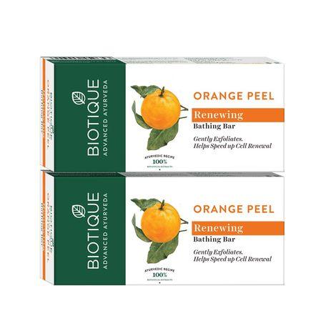 biotique orange peel renewing bathing bar 150g pack of 2