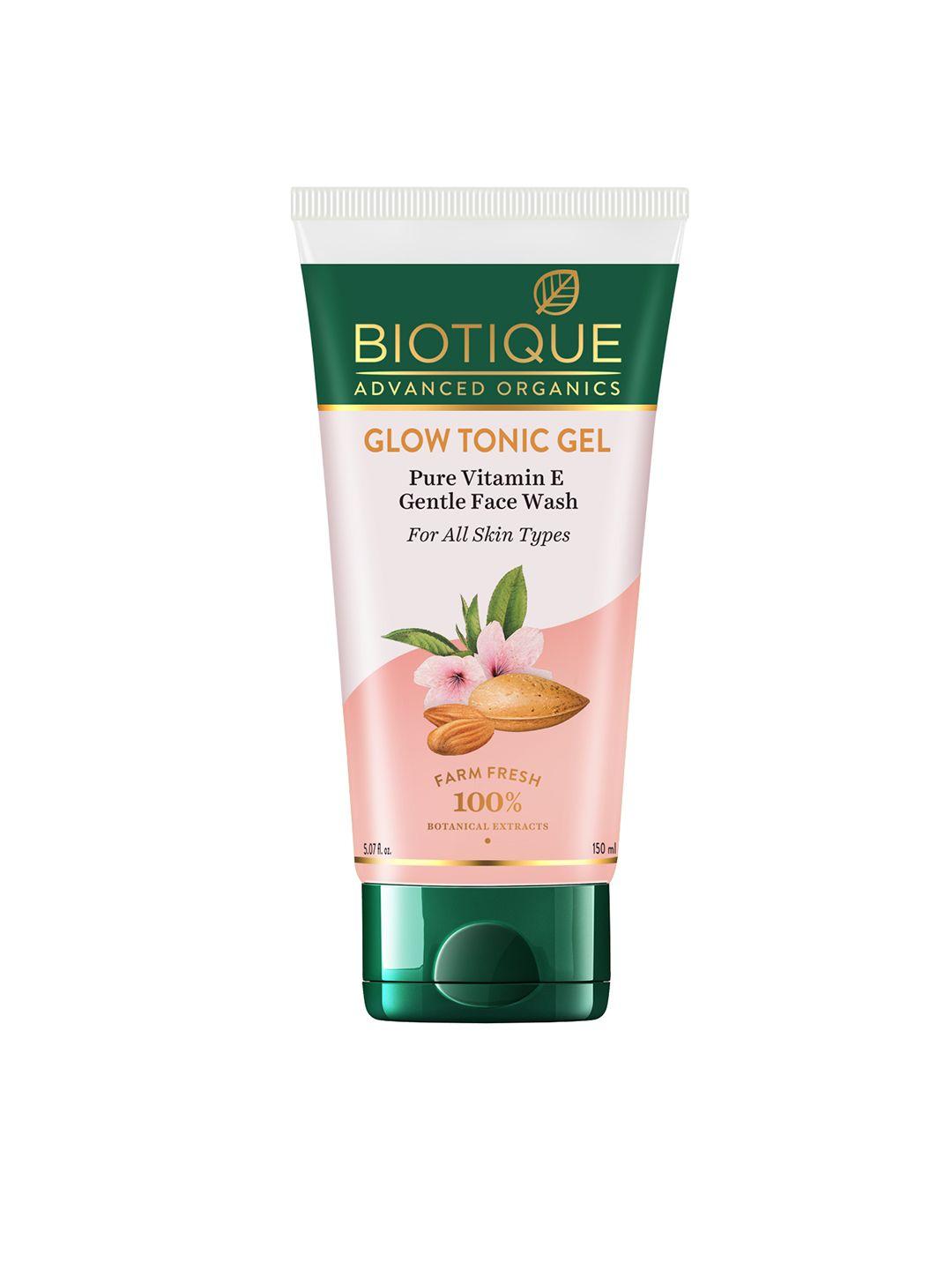 biotique organics glow tonic gel pure vitamin e gentle face wash - 150ml