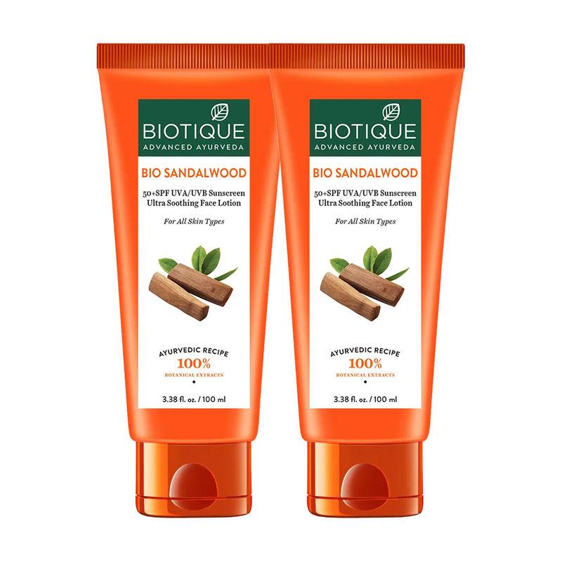 biotique sandalwood sunscreen ultra soothing face lotion (pack of 2)