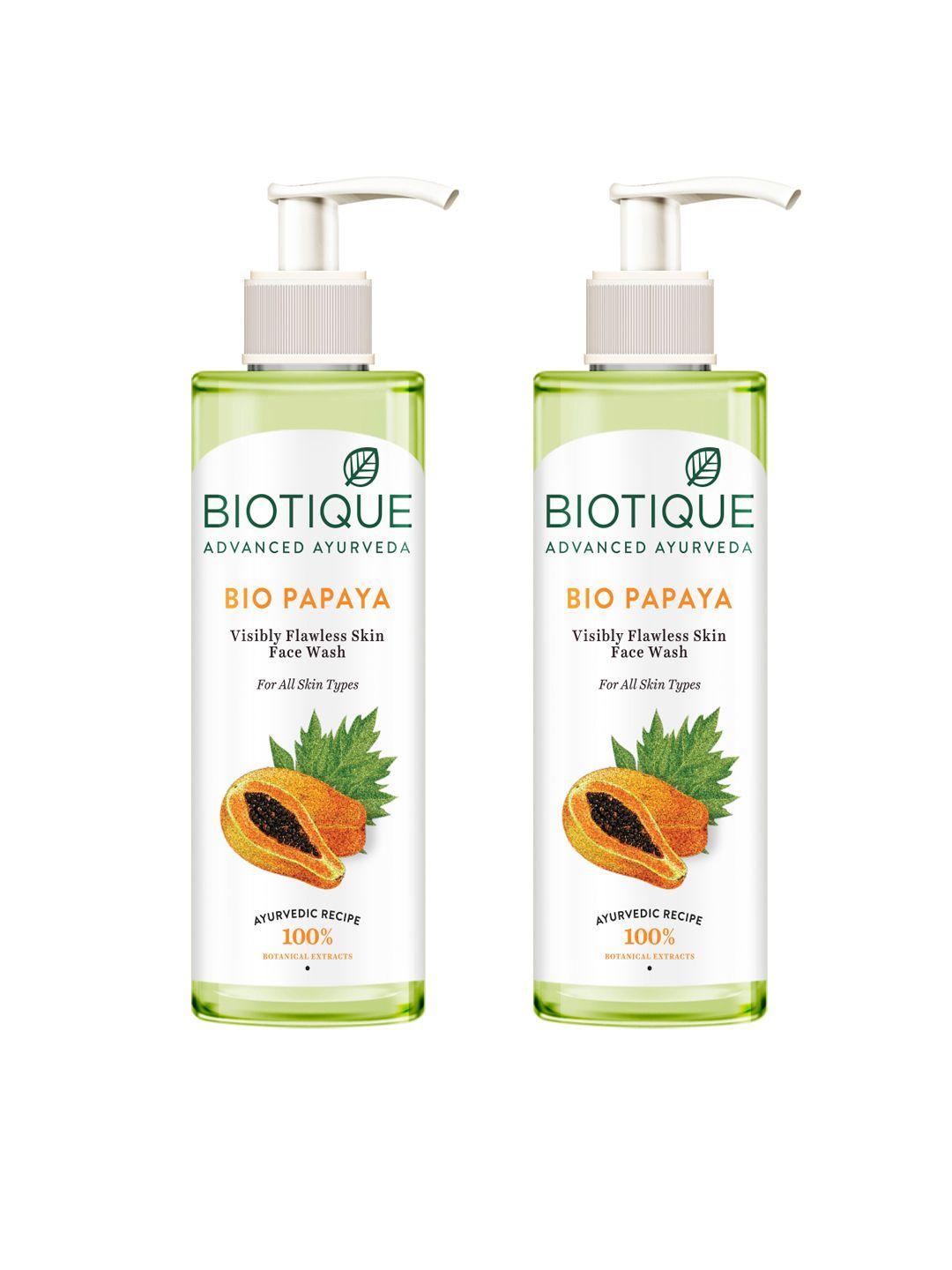 biotique set of 2 bio papaya visibly ageless face wash - 200ml each