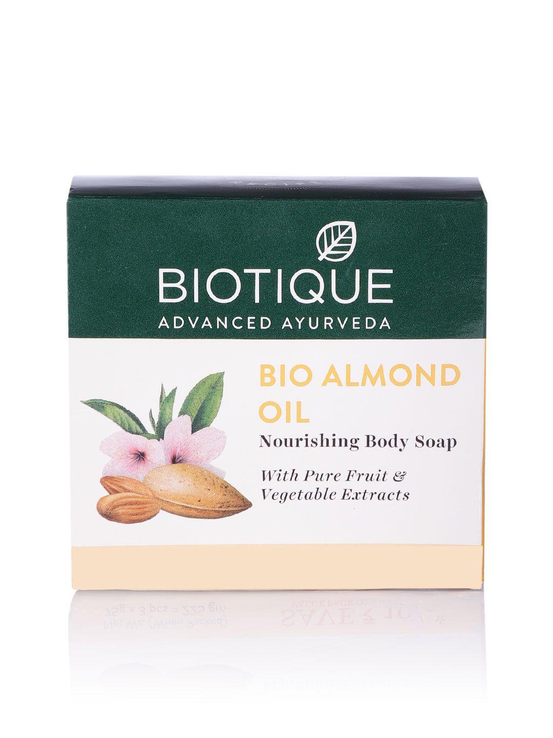 biotique set of 3 almond oil nourishing body soaps