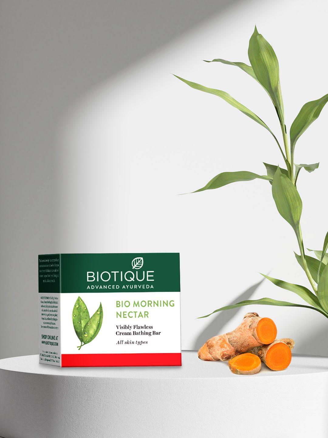 biotique set of 3 bio morning nectar visibly flawless cream sustainable bathing bars