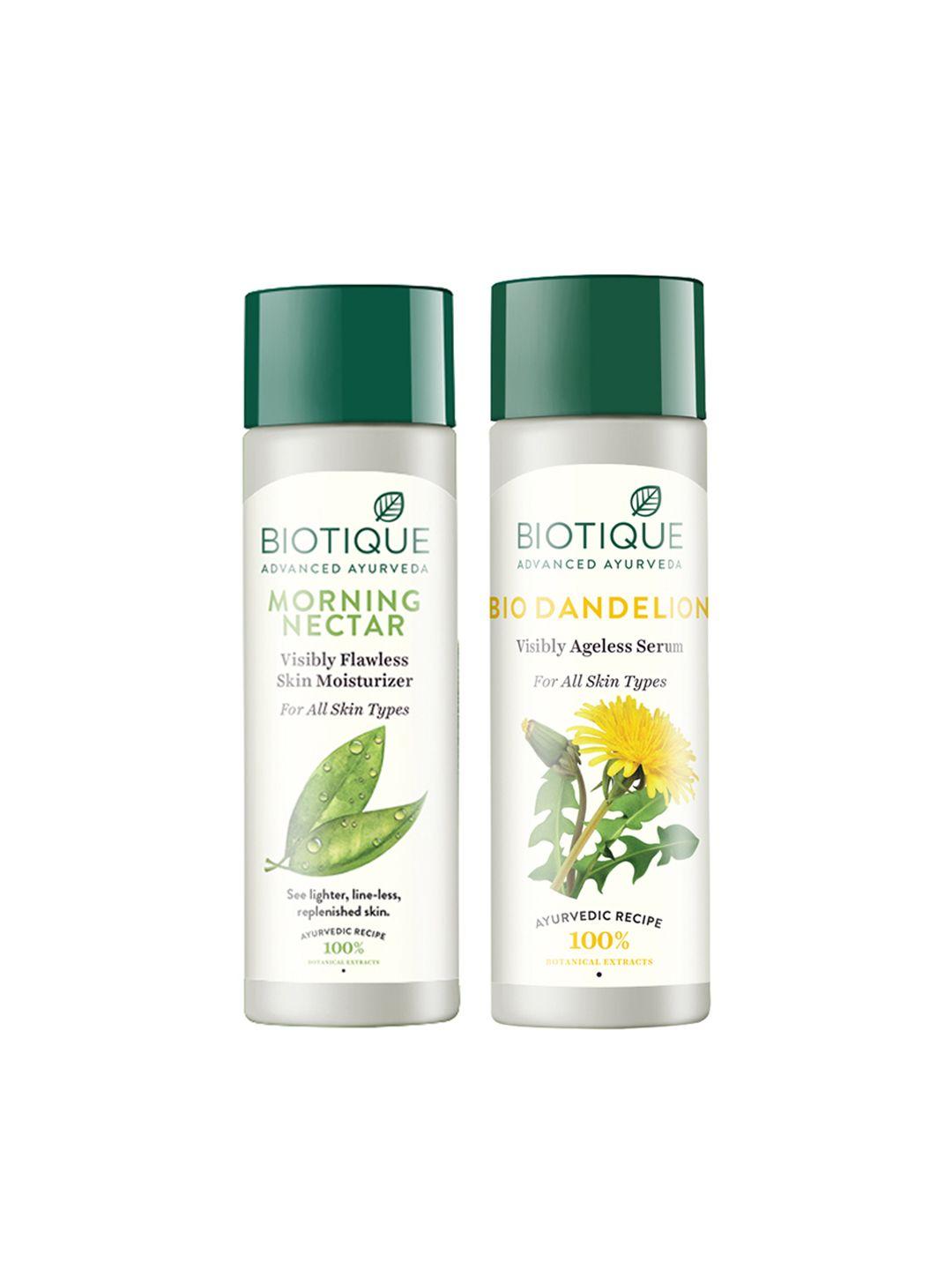 biotique set of morning nectar lotion & dandelion lightening serum
