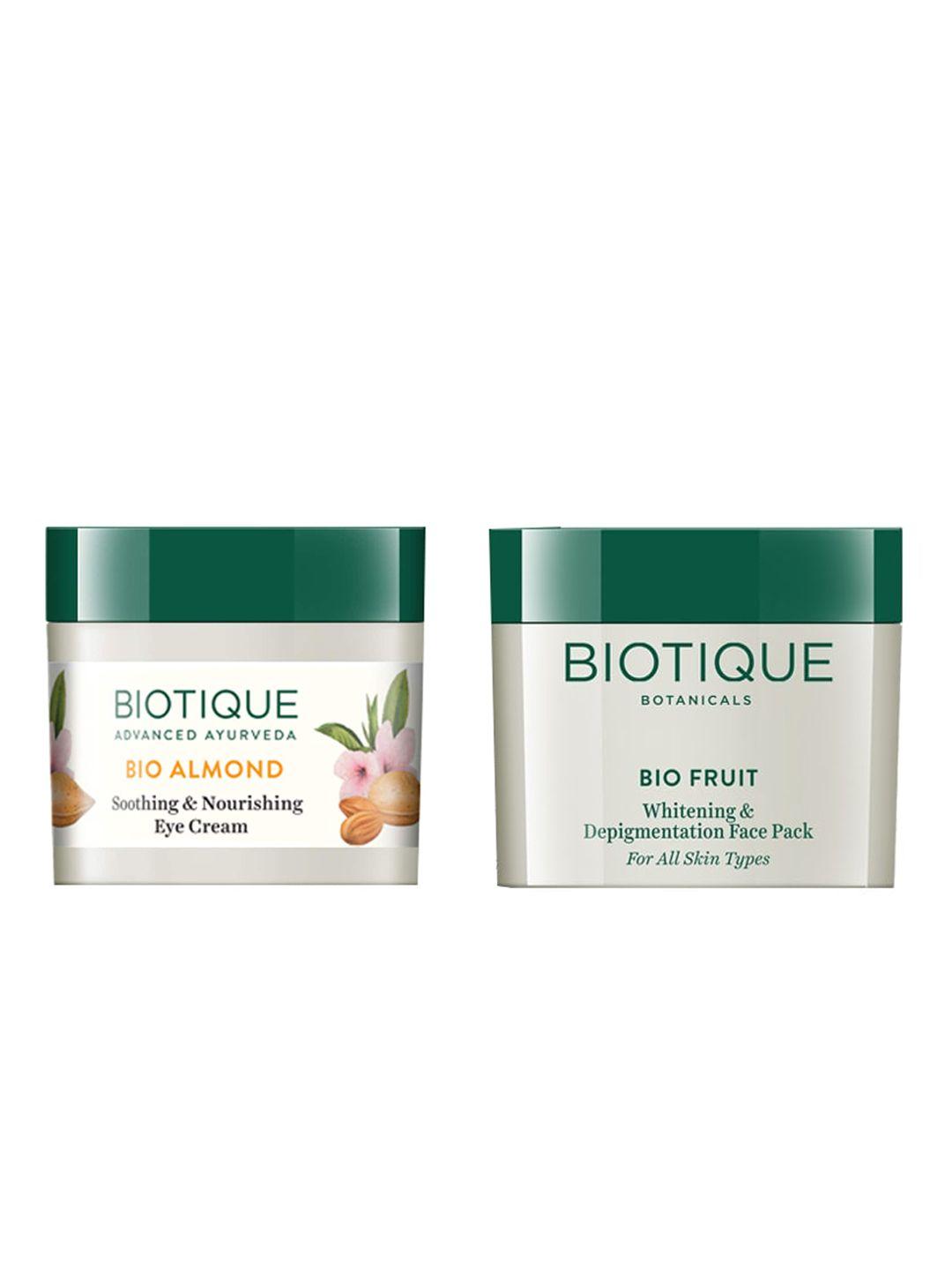 biotique sustainable set of nourishing eye cream & depigmentation face pack