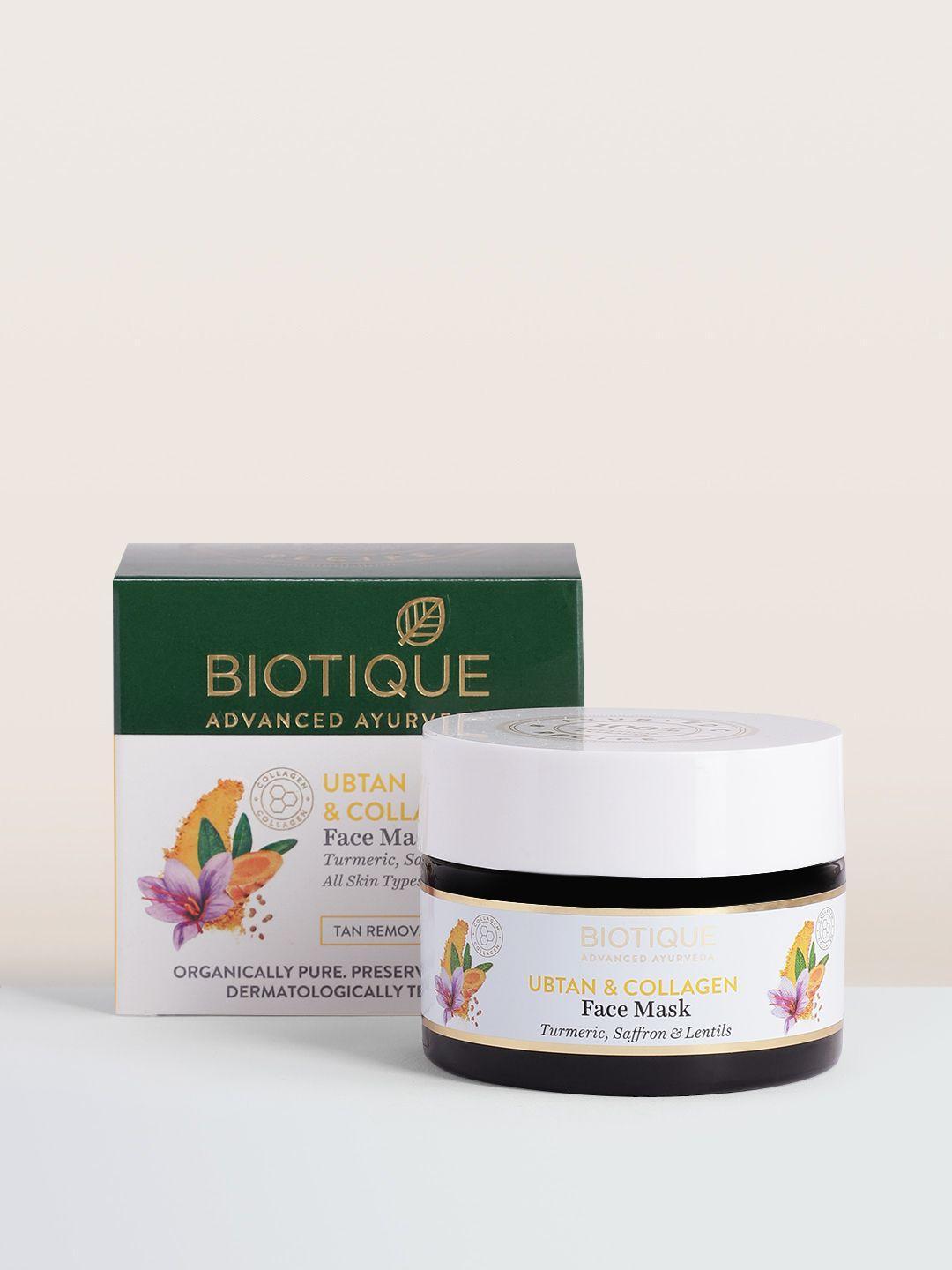biotique ubtan & collagen tan removal face mask with turmeric & saffron - 50 g