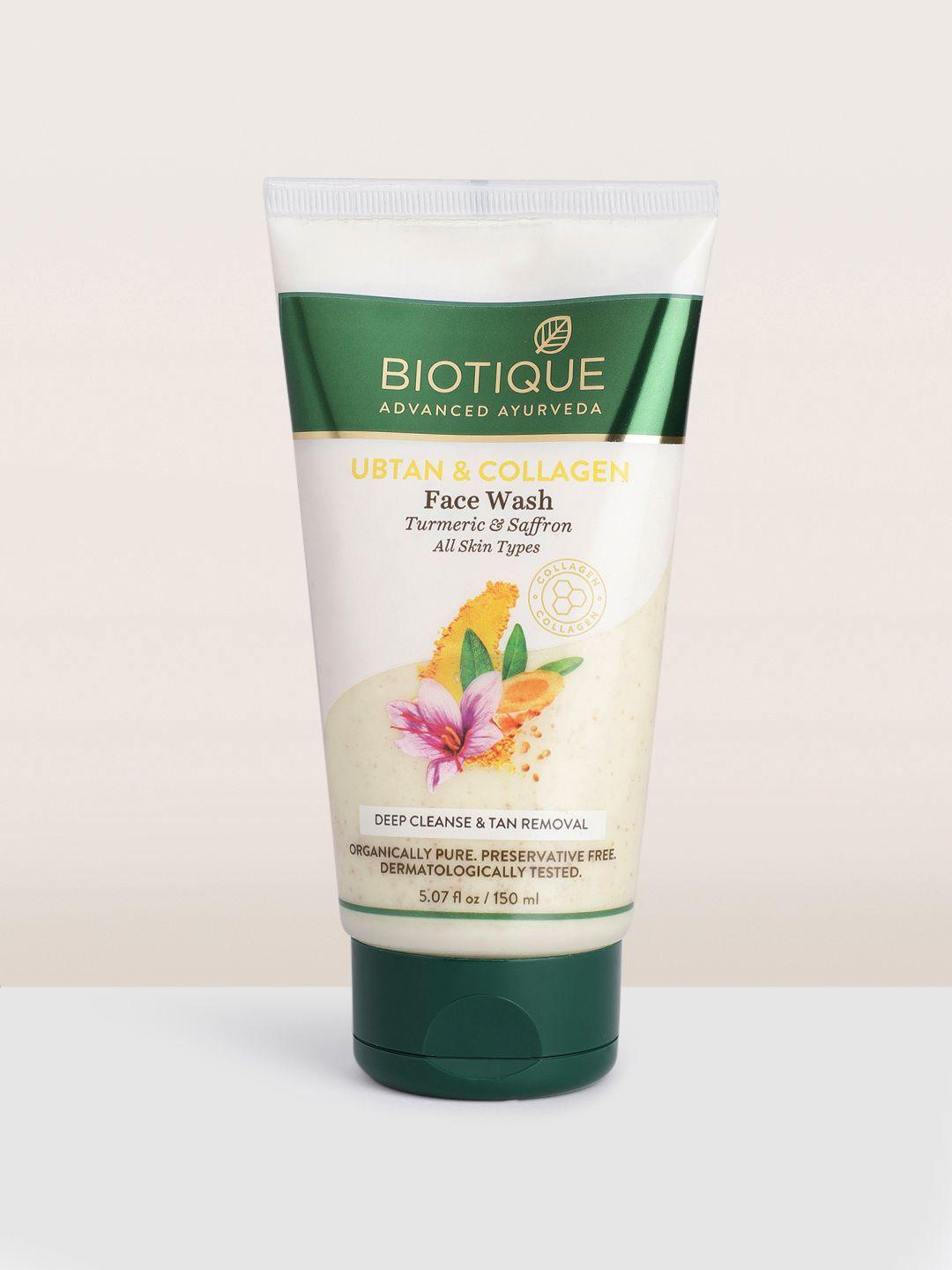 biotique ubtan & collagen tan removal face wash with turmeric & saffron - 150 ml