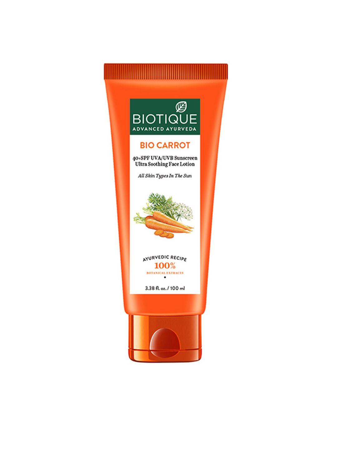 biotique unisex bio carrot spf 40 ultra soothing sunscreen lotion - 100 ml