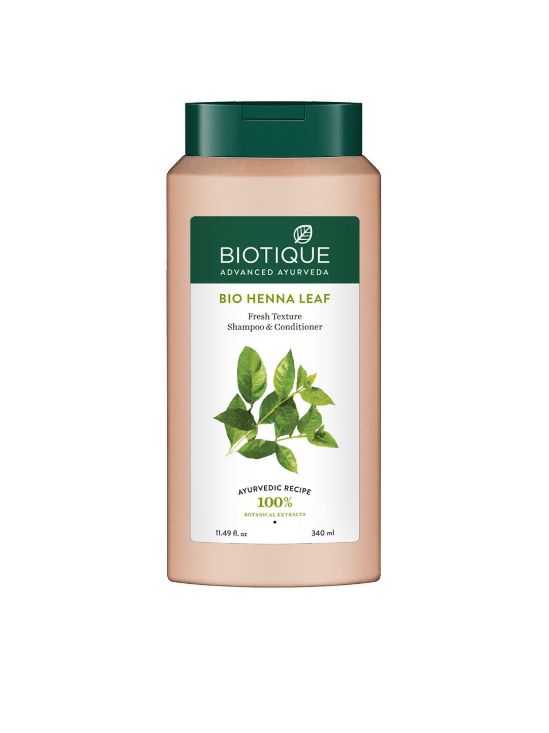 biotique unisex bio henna leaf fresh texture sustainable shampoo & sustainable conditioner 340 ml