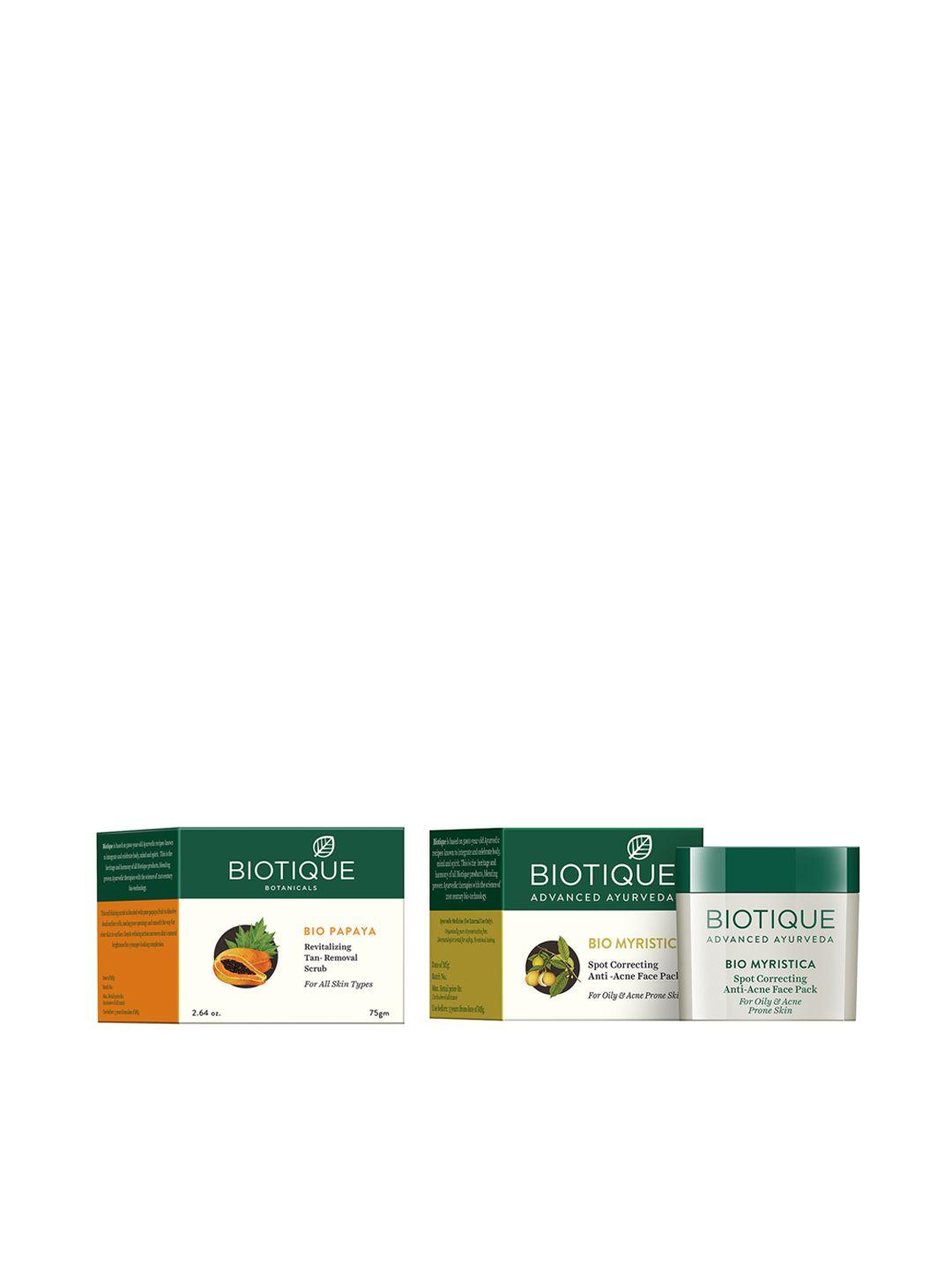 biotique unisex sustainable set of anti-acne face pack & tan-removal scrub