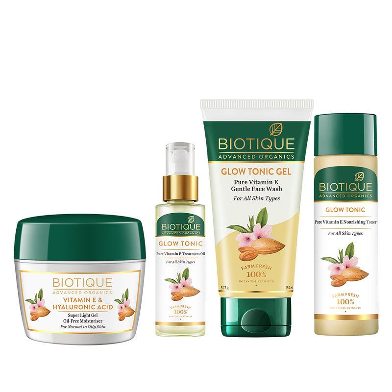 biotique vitamin e essentials combo moisturiser toner facewash & oil