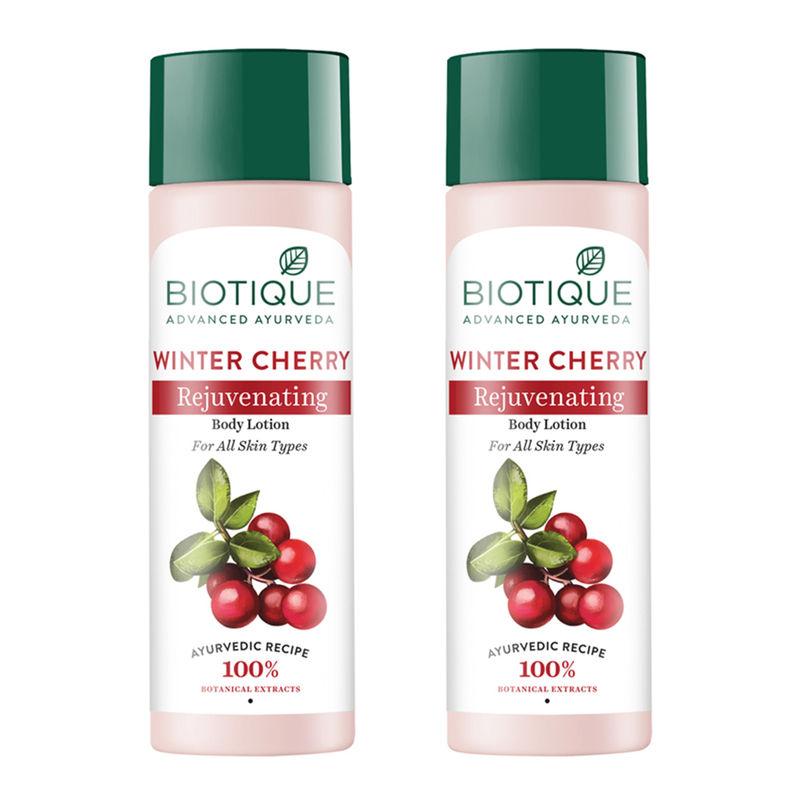 biotique winter cherry rejuvenating body lotion (pack of 2)