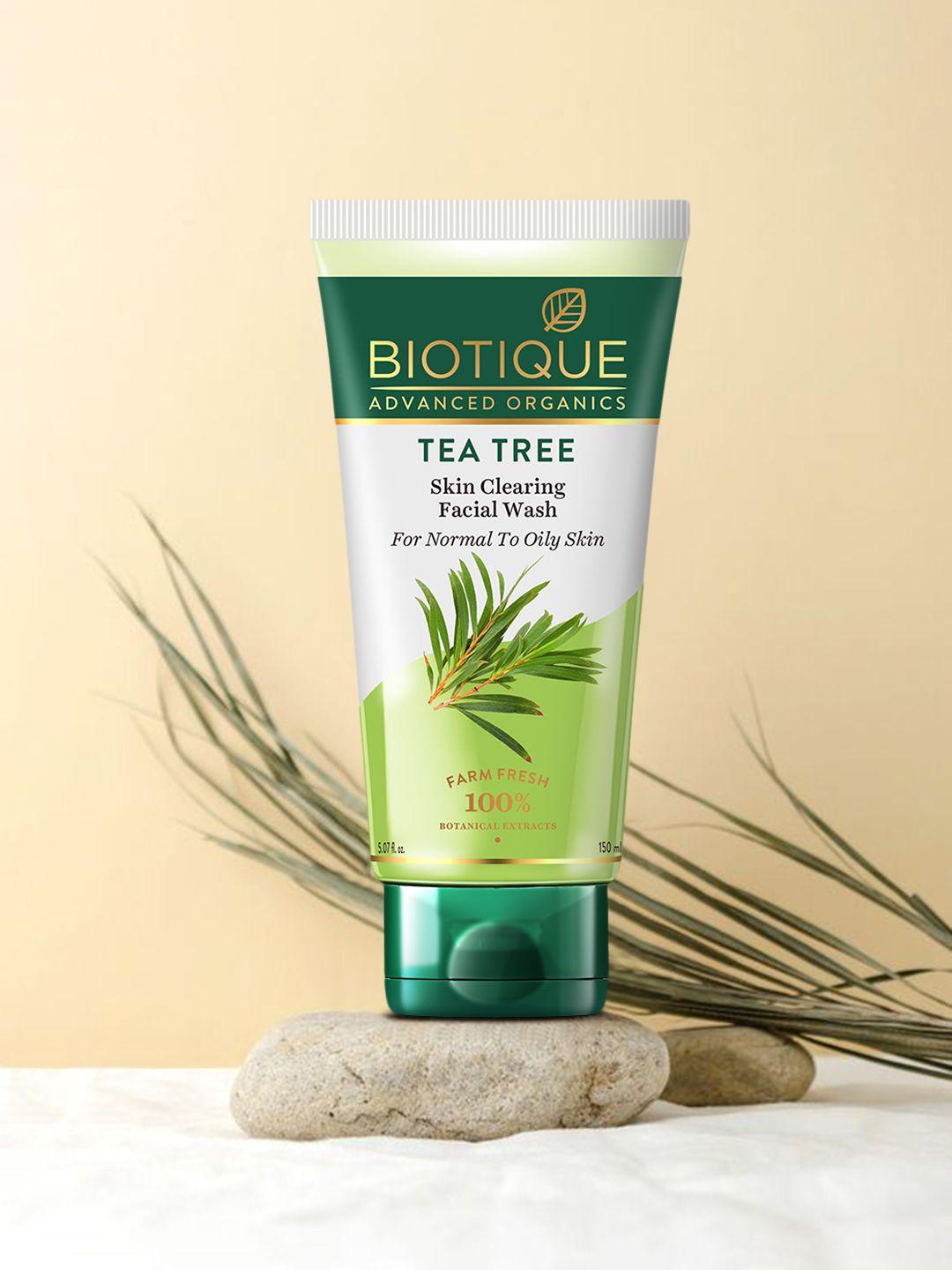 biotique women advanced organics tea tree skin clearing face wash 150 ml