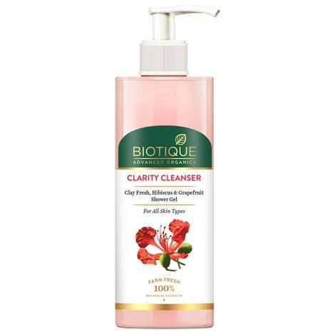 biotique advanced organics clarity cleanser clay fresh, hibiscus & grapefruit shower gel (200 ml)