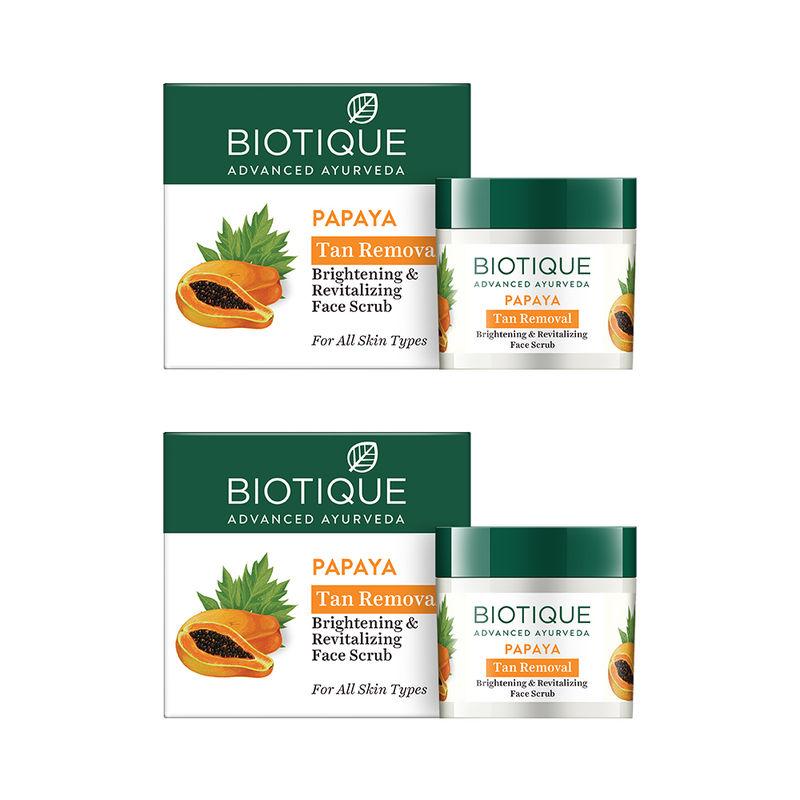 biotique ayurveda tan removal face scrub (pack of 2)