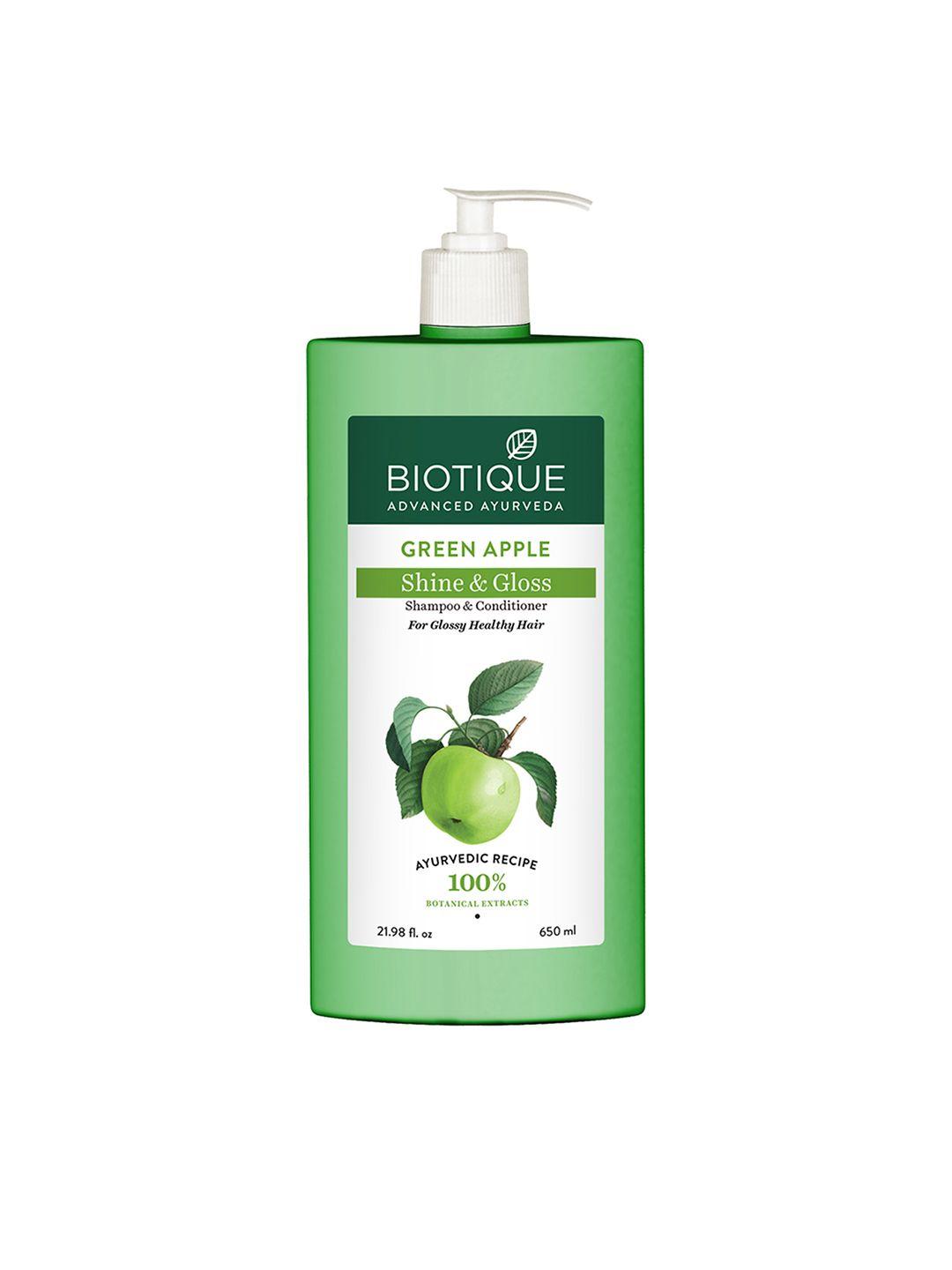 biotique bio green apple fresh daily purifying shampoo & conditioner for oily hair 650 ml