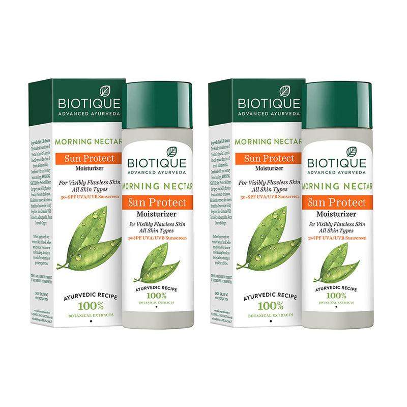 biotique bio morning nectar visibly flawless sun protector spf 30+ (pack of 2)