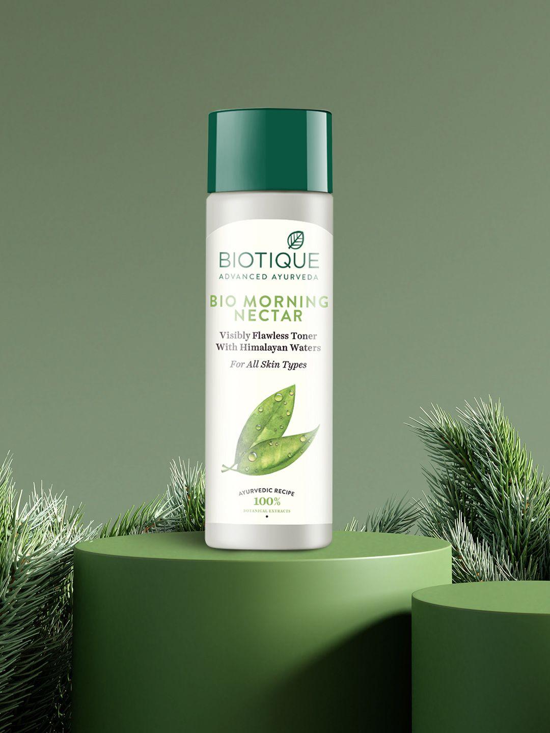 biotique bio morning nectar visibly flawless toner with himalayan waters 120 ml