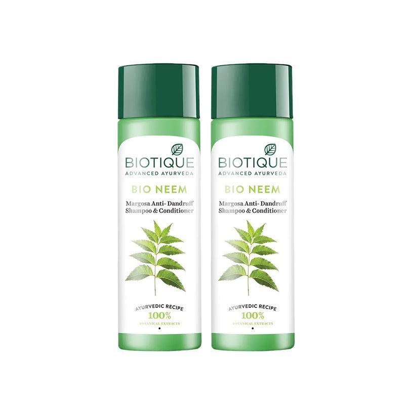 biotique bio neem margosa anti-dandruff shampoo & conditioner - pack of 2