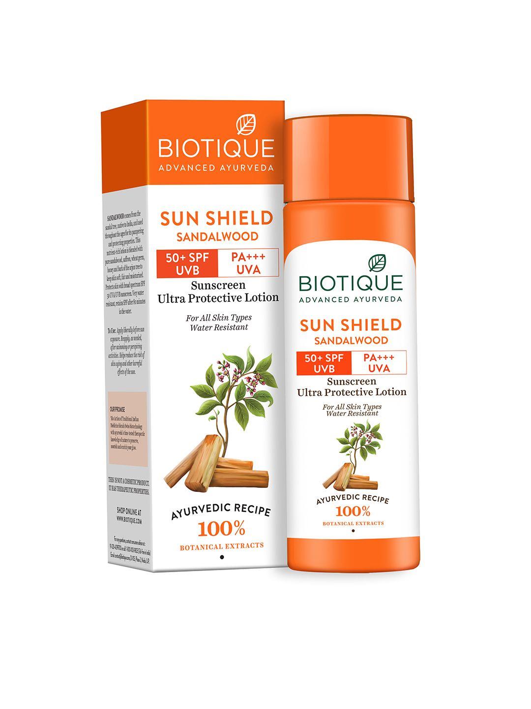 biotique bio sandalwood ultra soothing uva/uvb sunscreen lotion spf 50+ 120 ml