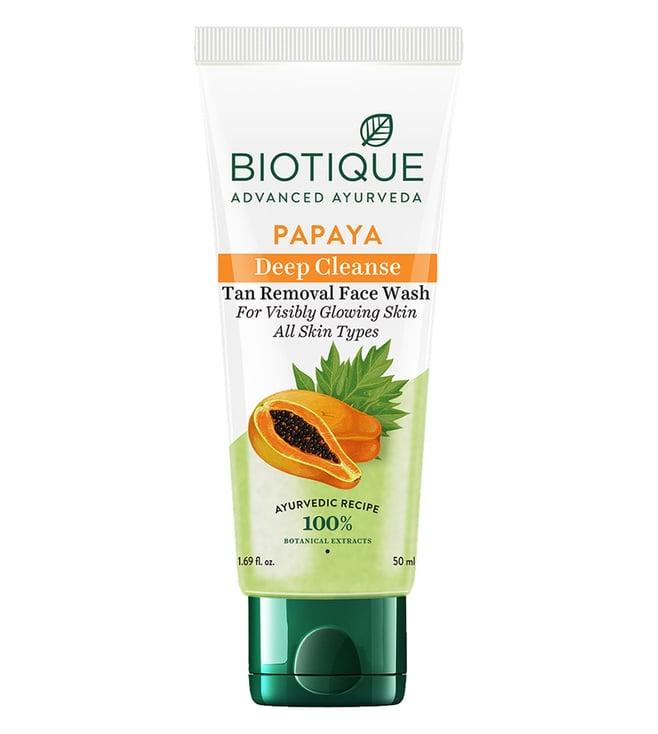 biotique papaya deep cleanse tan removal face wash - 50 ml