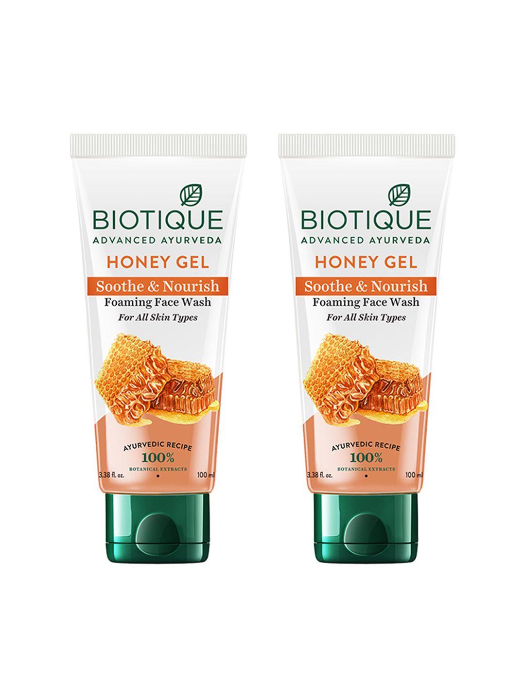 biotique set of 2 bio honey gel refreshing foaming face wash - 100ml each