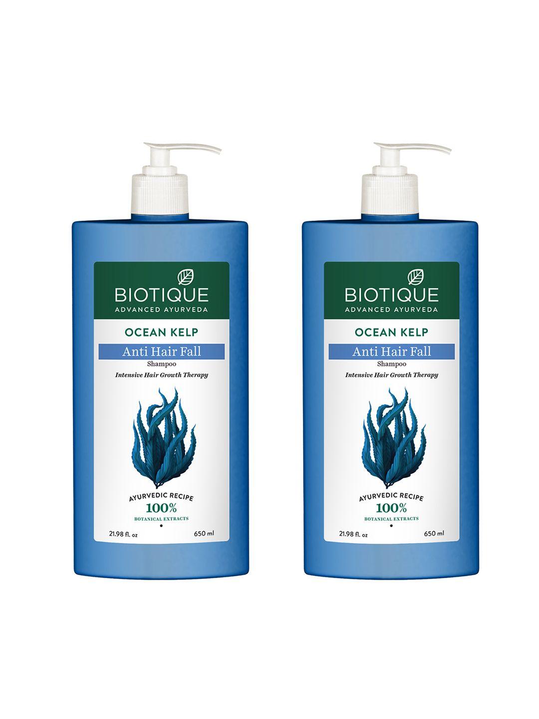 biotique set of 2 bio kelp anti-hair fall protein shampoo for hair growth - 650ml each